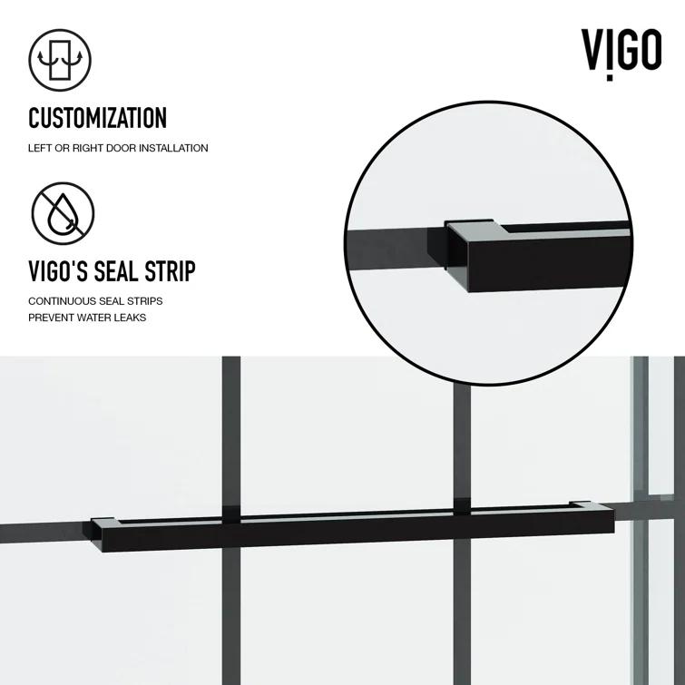 Houston 56-60" W x 76" H Double Sliding Frameless Shower Door with 3/8" Grid Clear Glass