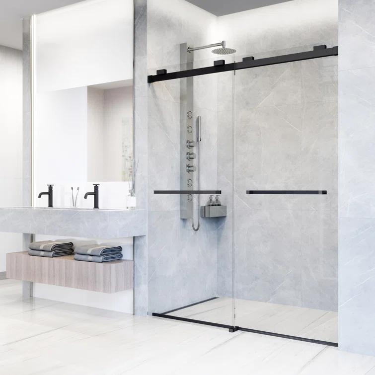 Houston 56-60" W x 76" H Sliding Frameless Shower Door with 3/8" Clear Glass