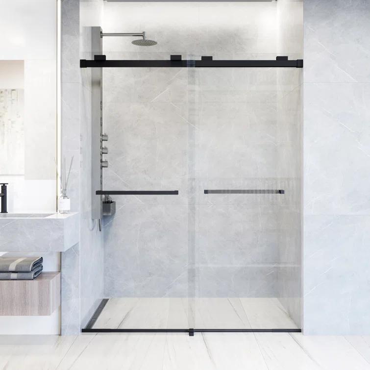 Houston 56-60" W x 76" H Sliding Frameless Shower Door with 3/8" Clear Glass