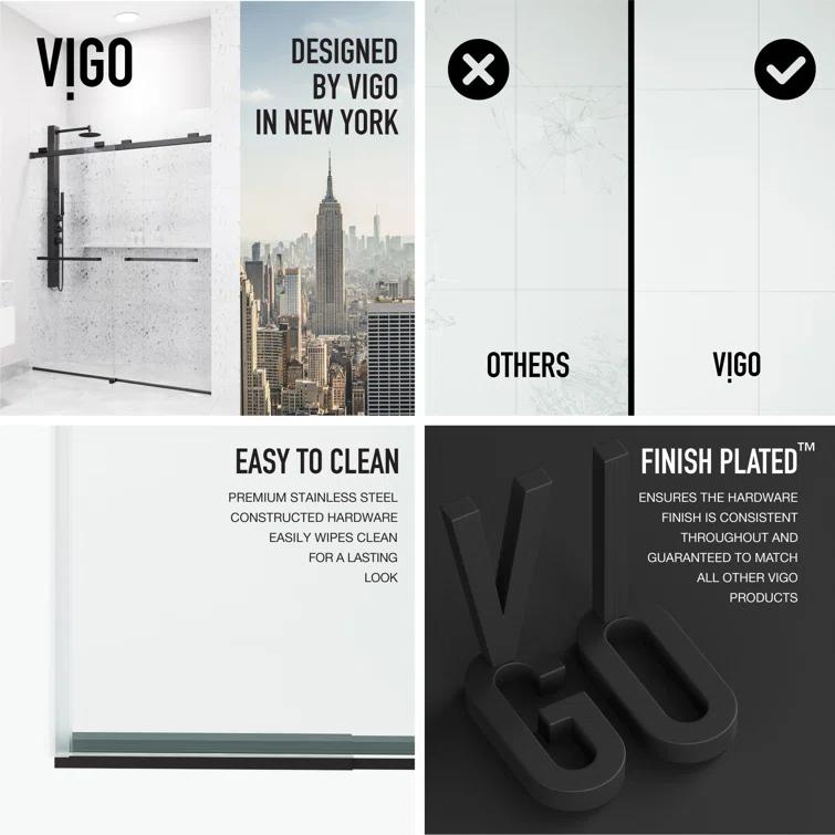 Houston 56-60" W x 76" H Sliding Frameless Shower Door with 3/8" Clear Glass