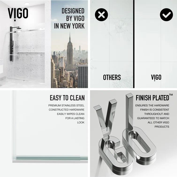 Houston 56-60" W x 76" H Sliding Frameless Shower Door with 3/8" Clear Glass