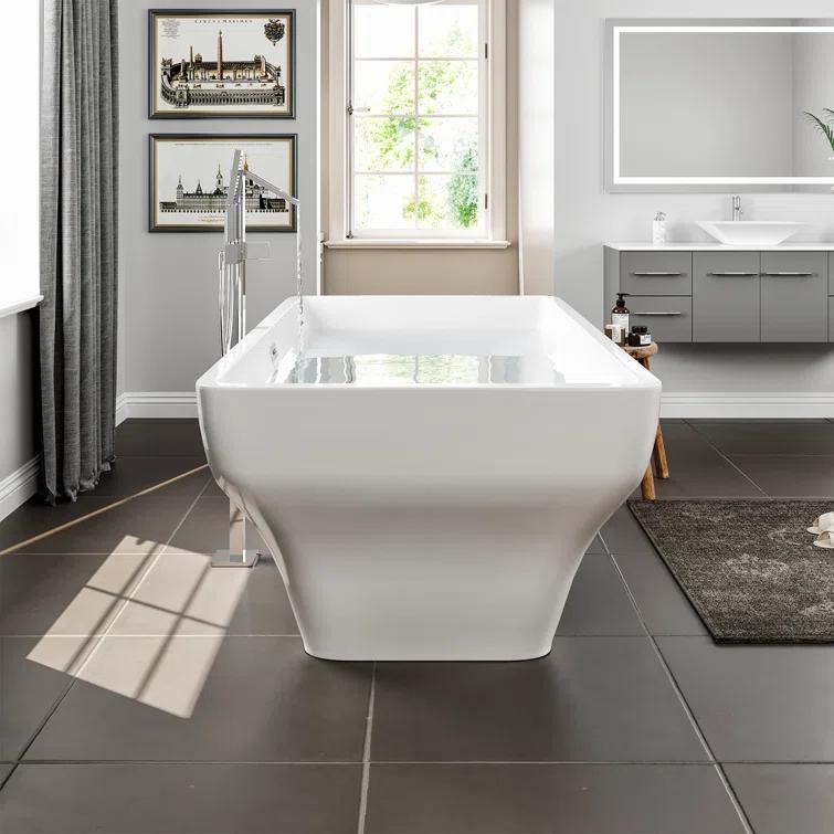 Eviva 59'' x 29'' Freestanding Soaking Acrylic Bathtub EVTB1015-60WH