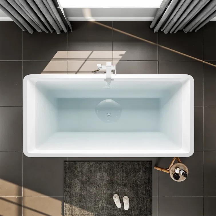 Eviva 59'' x 29'' Freestanding Soaking Acrylic Bathtub EVTB1015-60WH