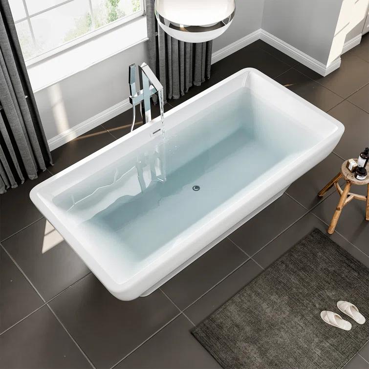 Eviva 59'' x 29'' Freestanding Soaking Acrylic Bathtub EVTB1015-60WH