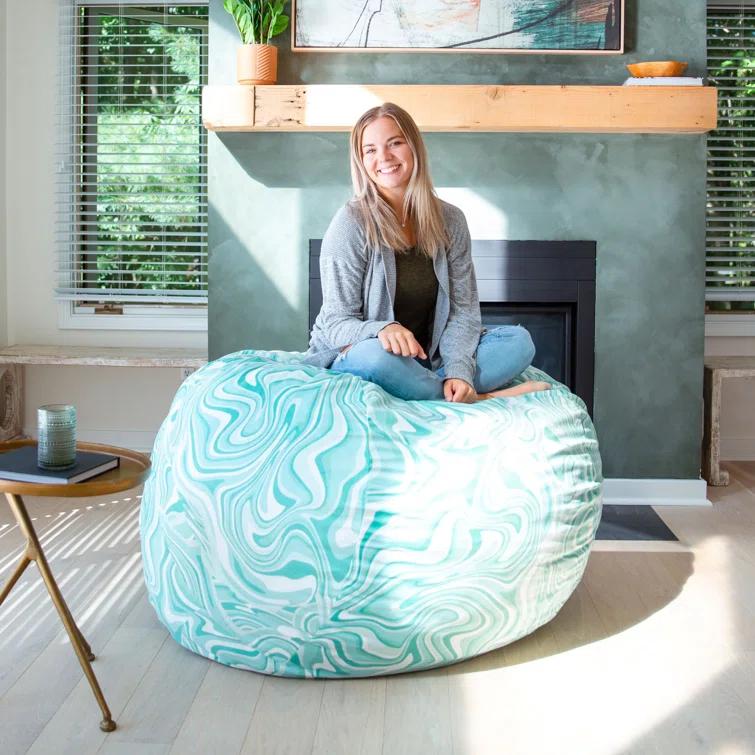Big Joe Large 4 Foot Foam Filled Bean Bag Chair with Soft Removeable Cover
