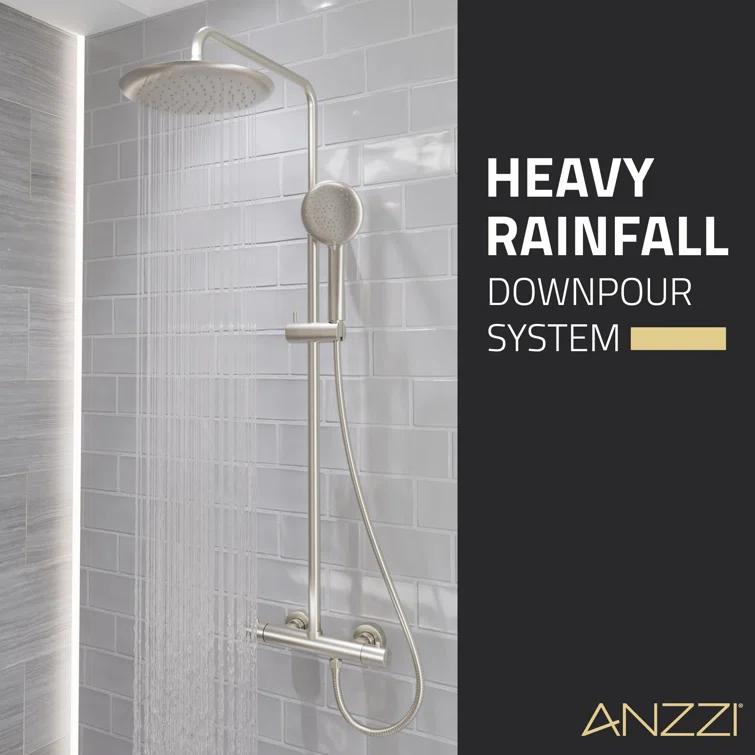 Heavy Rainfall Stainless Steel Shower Bar with Hand Sprayer