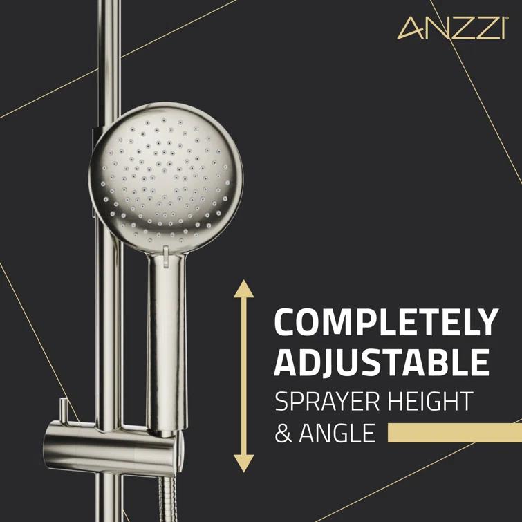 Heavy Rainfall Stainless Steel Shower Bar with Hand Sprayer