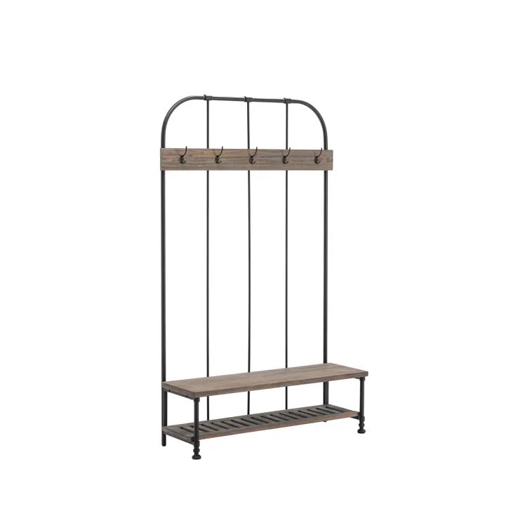 Boraam Annie Hall Tree Natural: Modern Entryway Organizer with 5 Hooks, Wood Frame, Adult Assembly Required