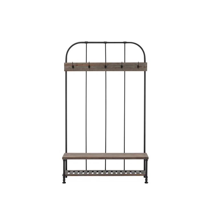 Boraam Annie Hall Tree Natural: Modern Entryway Organizer with 5 Hooks, Wood Frame, Adult Assembly Required