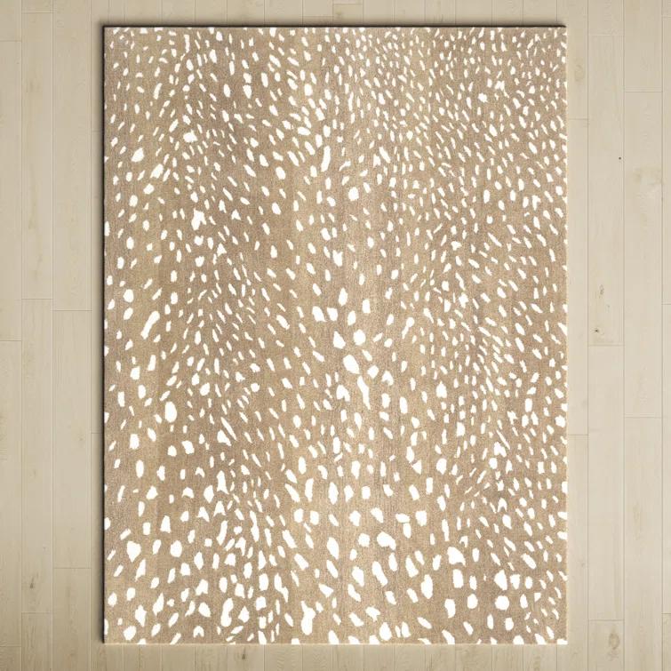 Jona Animal Print Handmade Tufted Wool Light Brown/Tan/Cream Area Rug