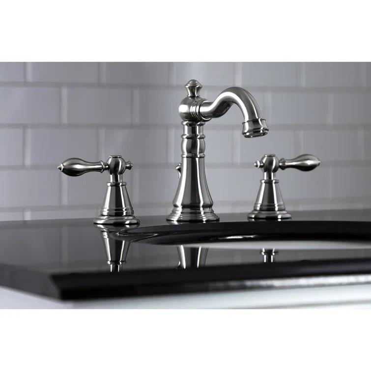 Kingston Brass English Classic Two-Handle 3-Hole Deck Mount Widespread Bathroom Faucet with Pop-Up Drain