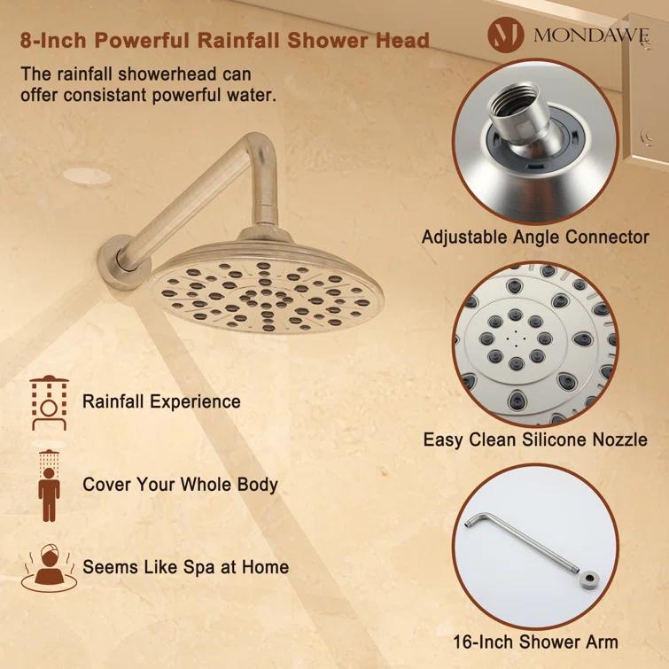 Calliope Wall Mounted 2-Function Retro Pressure-Balanced Shower System with 3 Setting Handheld
