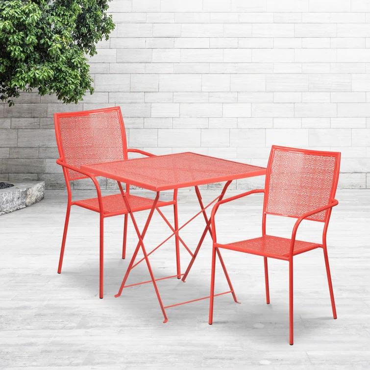 Flash Furniture Oia 28'' Square Indoor-Outdoor Folding Patio Table Set with 2 Square Back Chairs