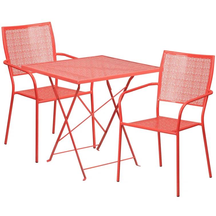 Flash Furniture Oia 28'' Square Indoor-Outdoor Folding Patio Table Set with 2 Square Back Chairs