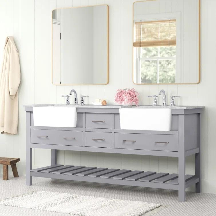 Pelaghia 72'' Double Bathroom Vanity with Marble Top