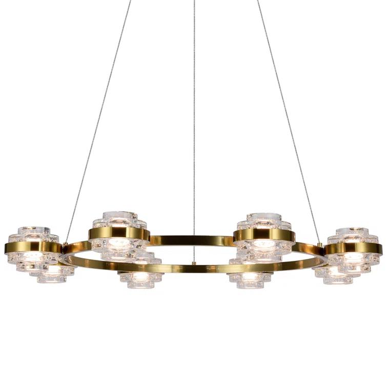 Milano 33-In Ring 8-Light Height Adjustable ETL Certified Integrated LED Circular Chandelier