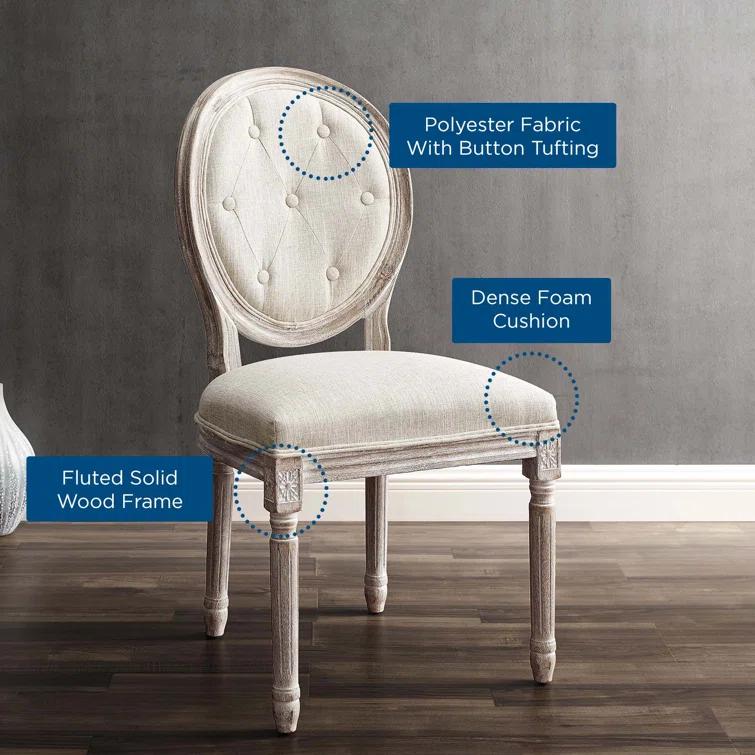 Modway Arise Vintage French Upholstered Fabric Dining Side Chair
