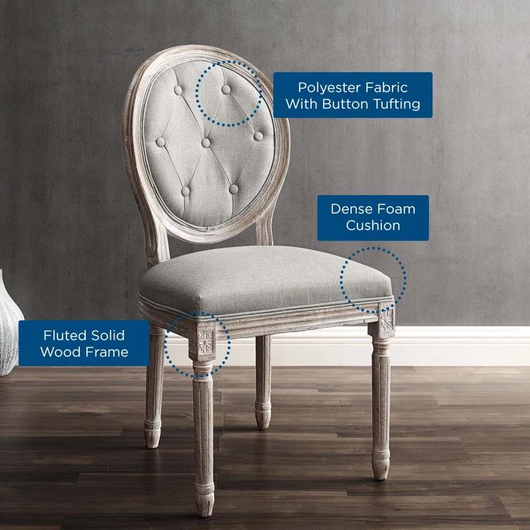 Modway Arise Vintage French Upholstered Fabric Dining Side Chair