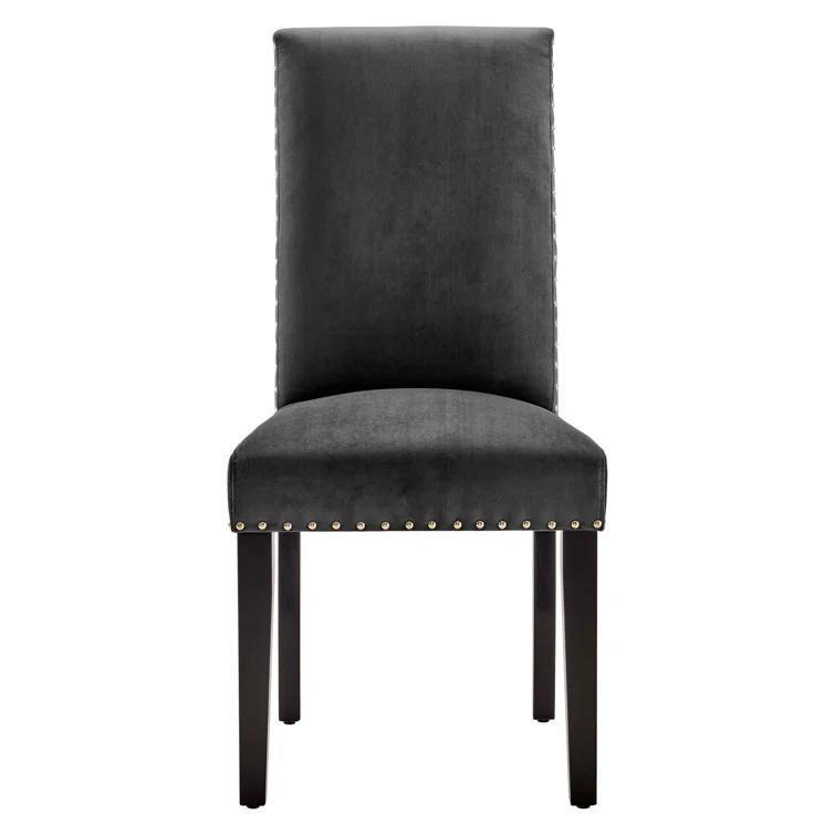 Modway Silver Orchid Lind Velvet Nailhead Trim Dining Side Chairs