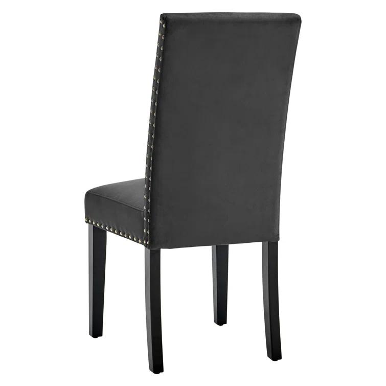 Modway Silver Orchid Lind Velvet Nailhead Trim Dining Side Chairs
