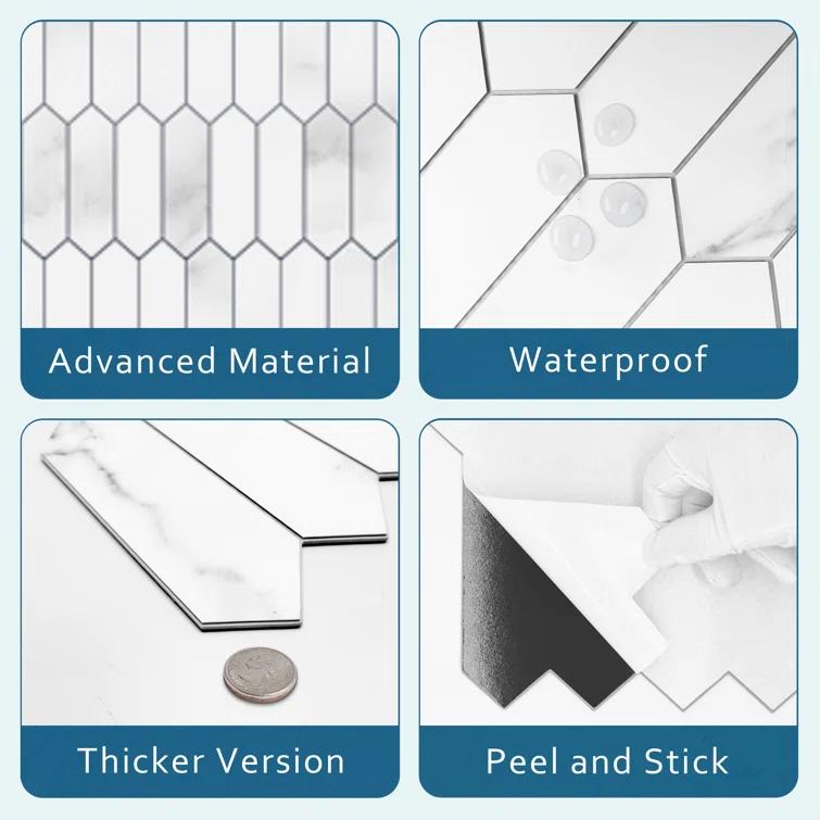 12" x 11.22" Stone Composite Peel & Stick Mosaic Tile