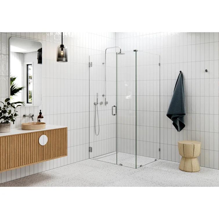 Illume 32 in. x 78 in. 90-degree Fully Frameless Wall Hinged Glass Shower Enclosure