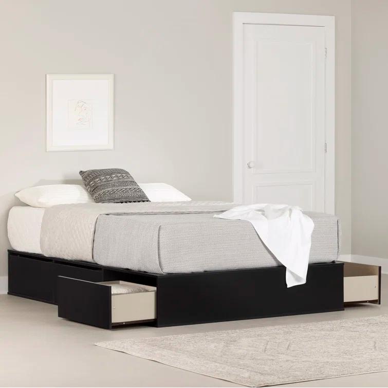 Fusion Queen 6-Drawer Platform Bed Pure Black