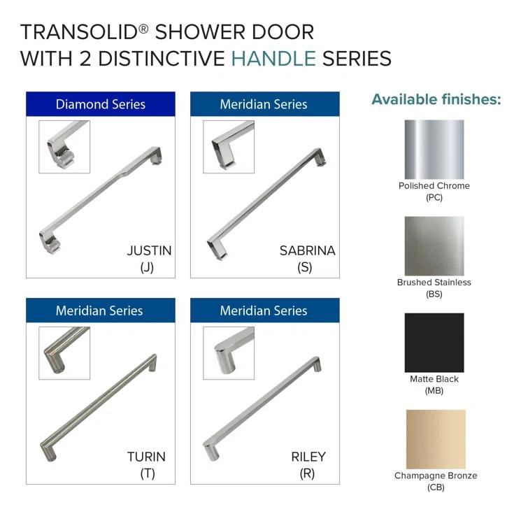 56" W x 70" H Bypass Frameless Shower Door with TruMotion Technology