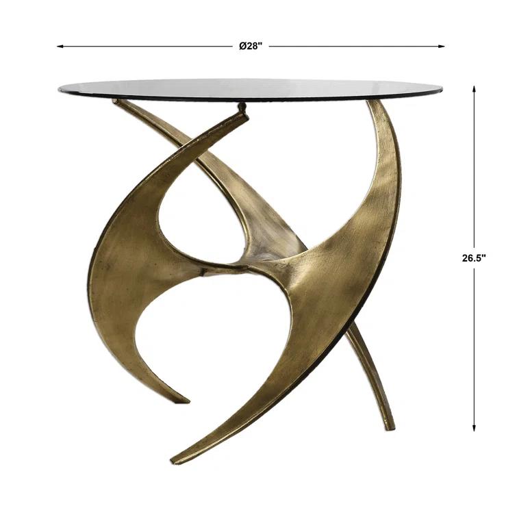 Uttermost Graciano Contemporary Metal and Glass Accent Table in Gold