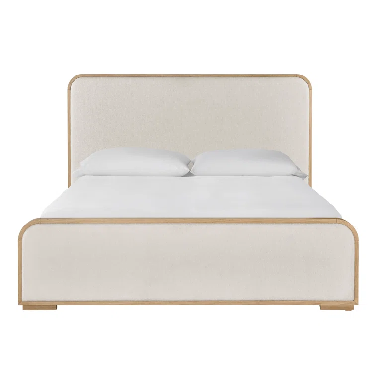 Canberra Ivory King Upholstered Bed with Wood Frame