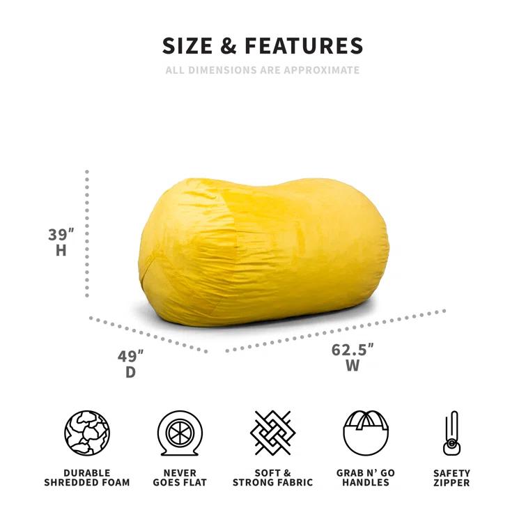 Big Joe Giant Foam Filled Bean Bag Sofa with Soft Removeable Cover