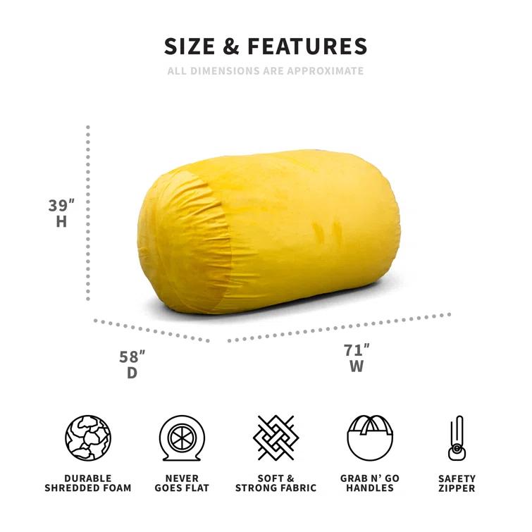 Big Joe Giant Foam Filled Bean Bag Sofa with Soft Removeable Cover