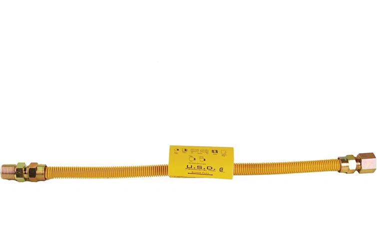Avalon SS Flex Gas Line 3/8Â X 24Â Yellow W/ 1/2ÂMIP X 1/2ÂFIP Ends