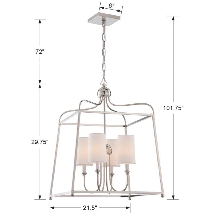 Four Light Chandelier With Linen Fabric Shades In Traditional Style 21.5 Inches Wide By 29.75 Inches High     -Traditional Installation Crystorama