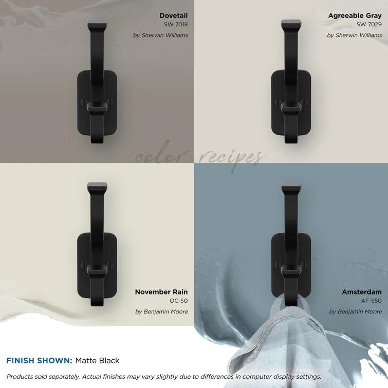 Alder Transitional Double Prong Decorative Wall Hook