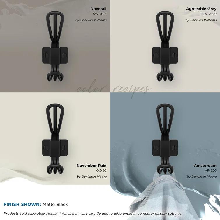 Vinland Transitional Double Prong Decorative Wall Hook