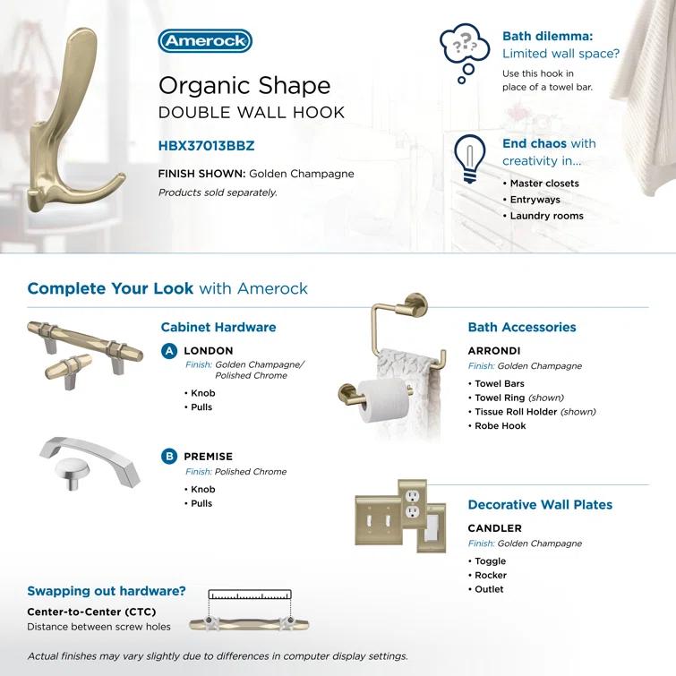 Finesse Transitional Triple Prong Decorative Wall Hook