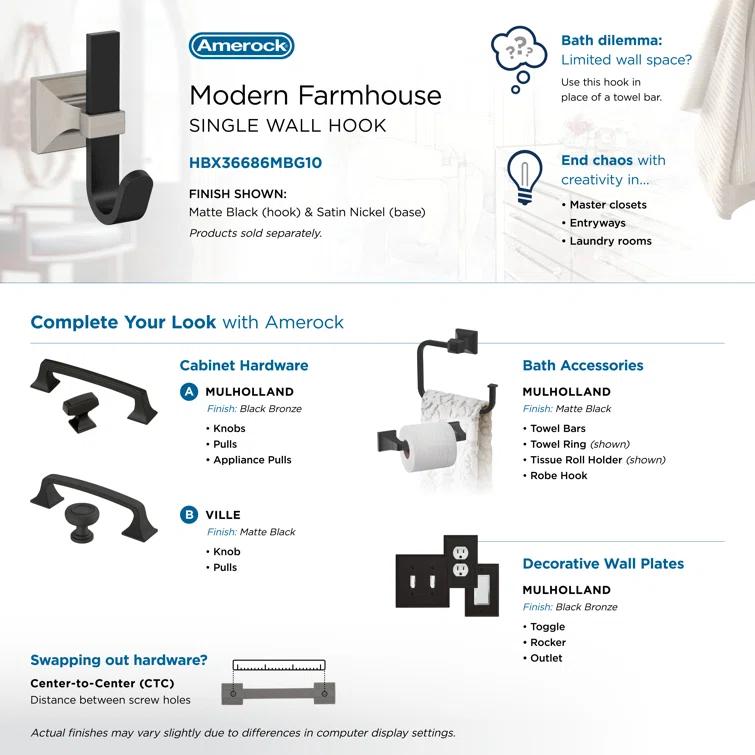 Burbank Transitional Single Prong Decorative Wall Hook