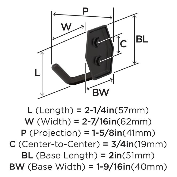 Benton Transitional Double Prong Decorative Wall Hook