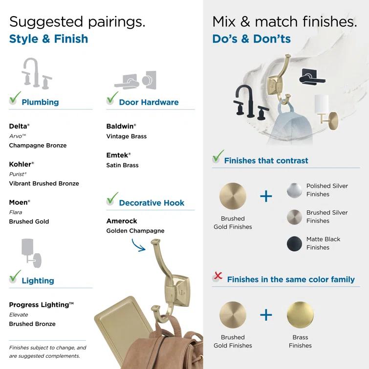 Kinsale Transitional Double Prong Decorative Wall Hook