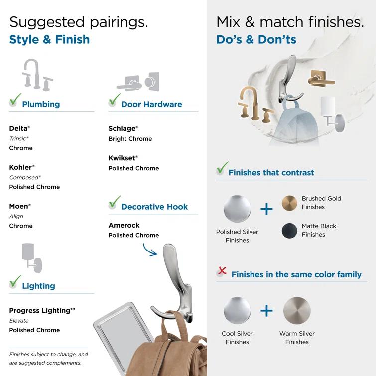 Finesse Transitional Triple Prong Decorative Wall Hook