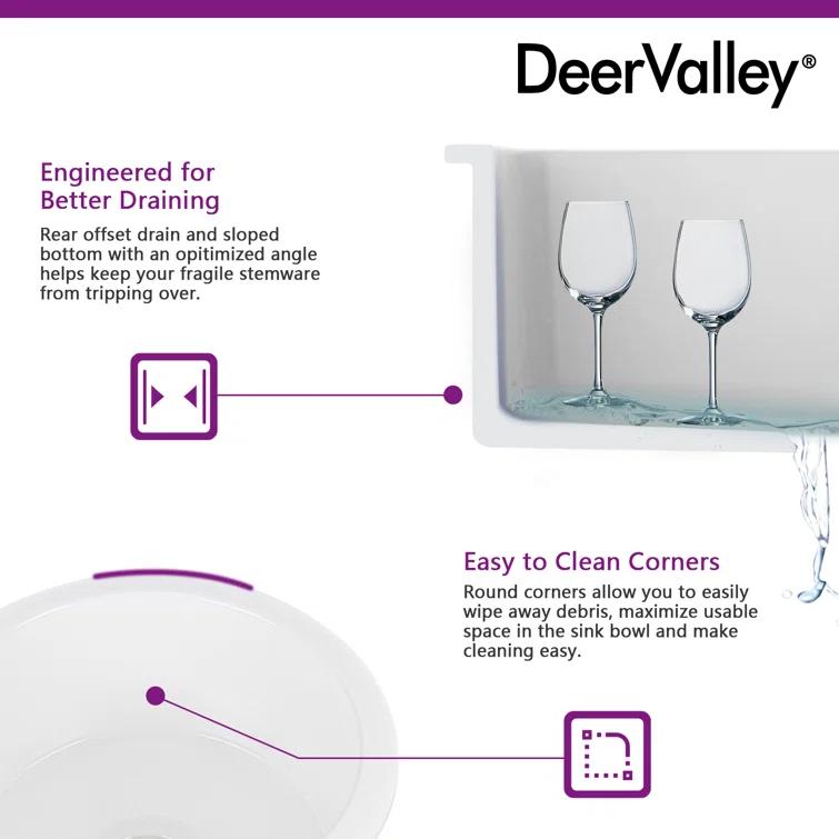 Circular Fireclay 18.5" x 18.5" Undermount/Drop-In Kitchen Sink with Basket Strainer and Sink Grid