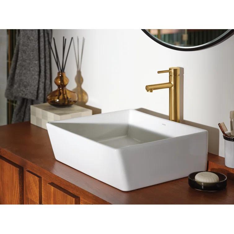 Moen BGCW10RV1618 White Vitreous China Vessel Sink For Bathroom, 18 X 15.75 X 6 Inch Rectangle Sink With Porcelain Ceramic Bowl