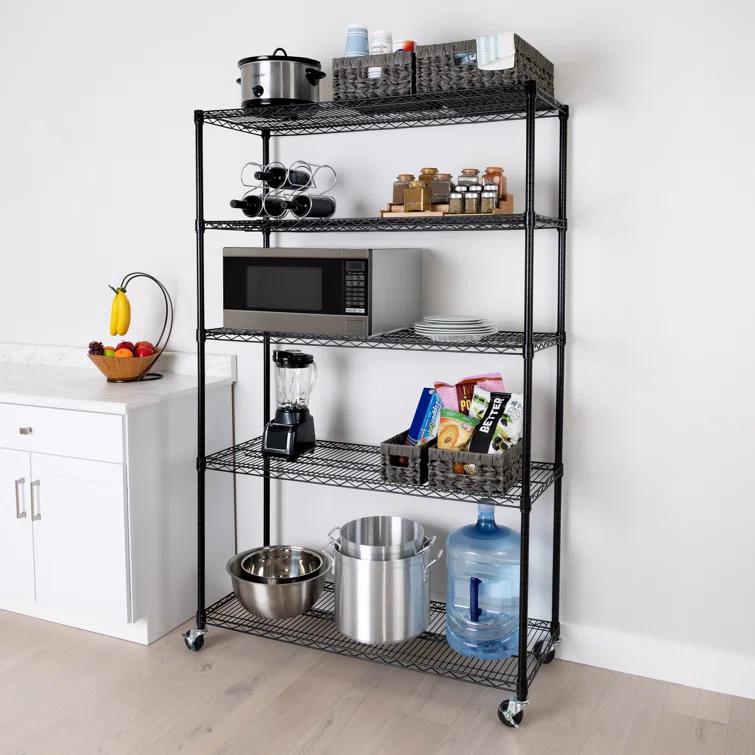 UltraDurable 48'' W x 18" D 5-Tier NSF-Certified Steel Shelving with Wheels
