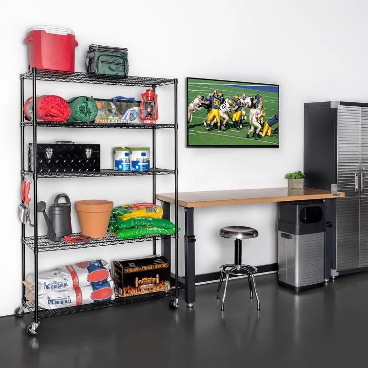 UltraDurable 48'' W x 18" D 5-Tier NSF-Certified Steel Shelving with Wheels
