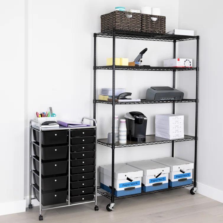 UltraDurable 48'' W x 18" D 5-Tier NSF-Certified Steel Shelving with Wheels