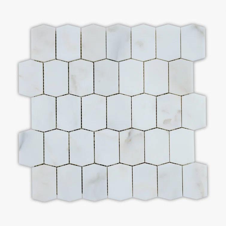Direct Stone Source Calacatta Picket 11" x 11" Marble Novelty Mosaic Wall & Floor Tile (Set of 5)