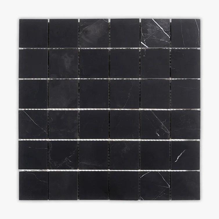 Nero Marquina 12" x 12" Marble Grid Mosaic Wall & Floor Tile