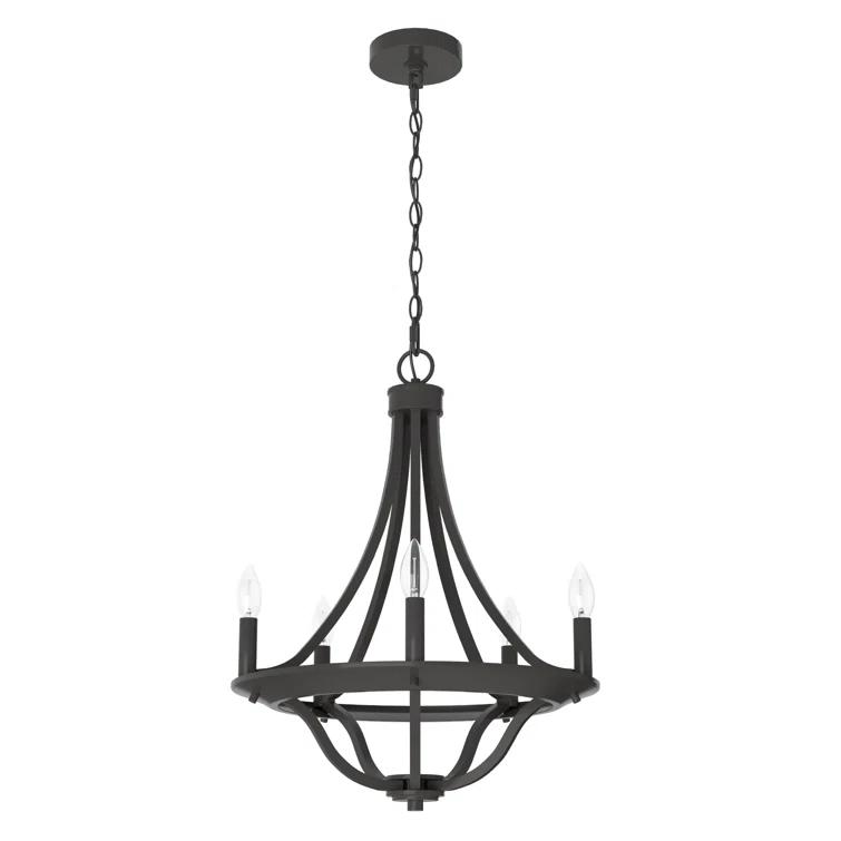 Perch Point 5 Light Candle Style Wagon Wheel Chandelier
