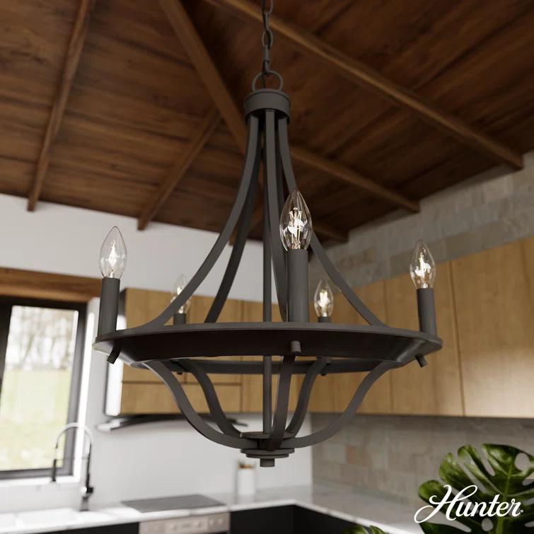 Perch Point 5 Light Candle Style Wagon Wheel Chandelier
